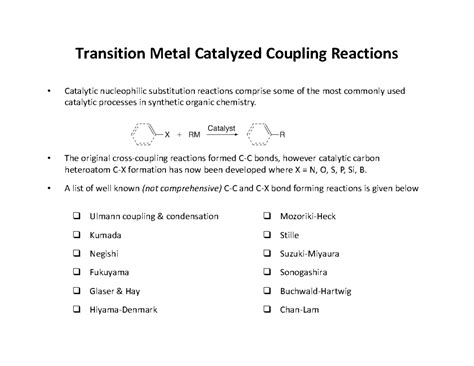 Coupling reactions - Transition Metal Catalyzed Coupling Reactions ...