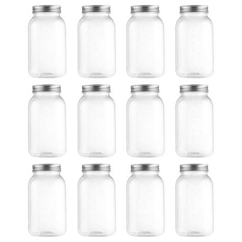 novelinks 32 OZ Clear Plastic Mason Jars with Lids - Dishwasher Safe ...
