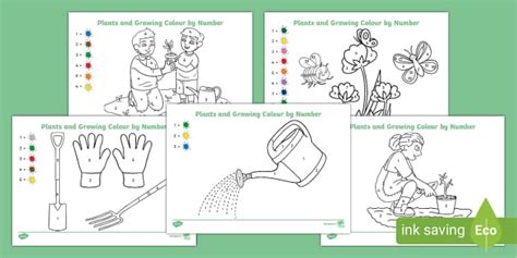 EYFS Plants and Growing Colour by Numbers Activity Sheets