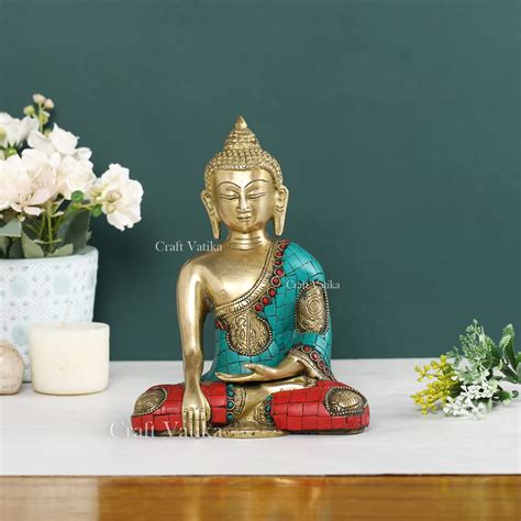 Buy Collectible India Brass Bhumisparsha Astmangal Pose Buddhism Home ...