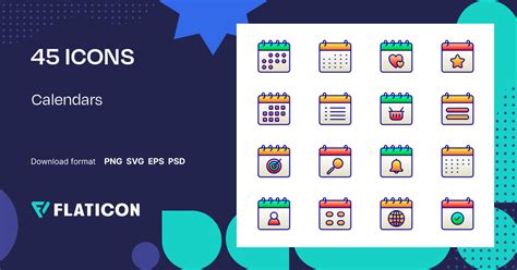 Calendars Icon Pack | Lineal Color Gradient | 45 .SVG Icons