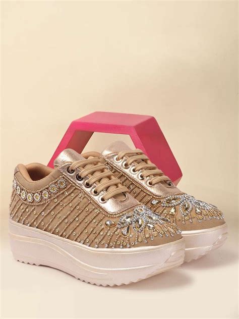 VENDOZ BRIDAL GLITTERY EMBROIDERY WEDDING AND PARTY SNEAKERS For Women ...
