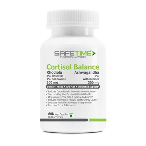 Buy Safetime CORTISOL BALANCE Bioactive Rhodiola & Ashwagandha Stress ...