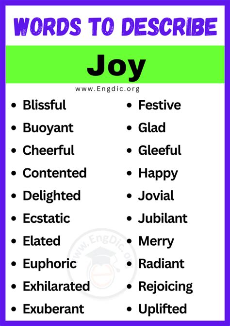 20+ Best Words to Describe Joy, Adjectives for Joy - EngDic