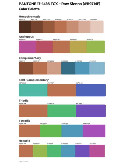 PANTONE 17-1436 TCX - Raw Sienna color palettes - colorxs.com