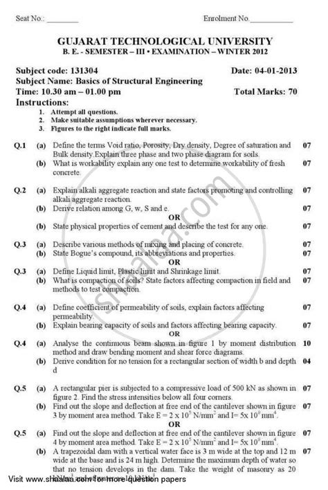 Basics of Structural Engineering 2012-2013 Bachelor of Engineering in ...