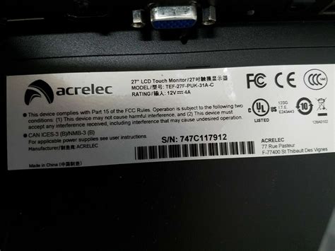 Acrelec 27" LCD Touch monitor TEF-27F-PUK-31A-C UR | eBay.de