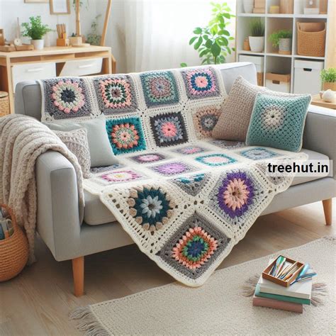 Granny Square Crochet Sofa Throw Ideas
