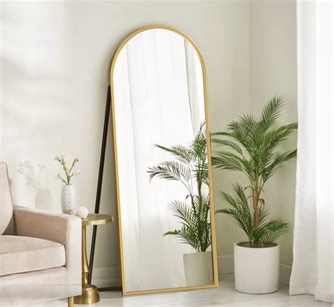 Arched Metal Floor Mirror with Stand – Gharaana.in