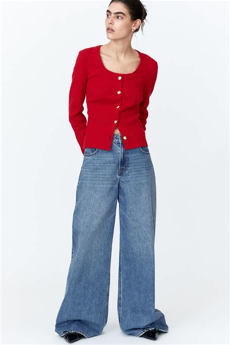Fitted Cardigan - Red - Ladies | H&M US
