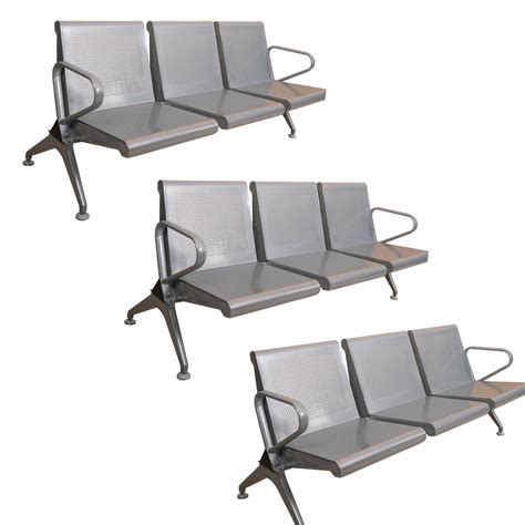 Kay2K Three Seater Waiting Area Chair Set of 3 | Mild Steel Bench for ...
