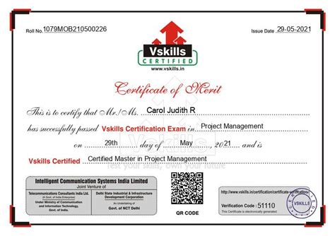 Carol Judith R - Certified Master in Project Management