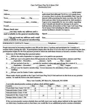 Fillable Online capecodtaiji Tai Ji Club Membership Form 83016.doc ...