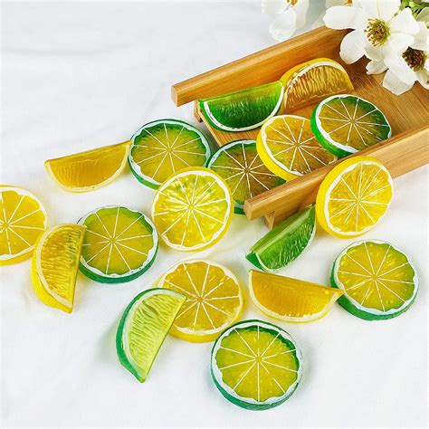 Buy 12Pcs Fake Lemon Slices Artificial - Fruit Party Decorations Fake ...