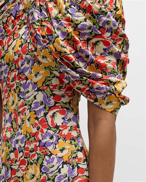 Stella McCartney Ultra Floral-Print Draped Gown | Neiman Marcus