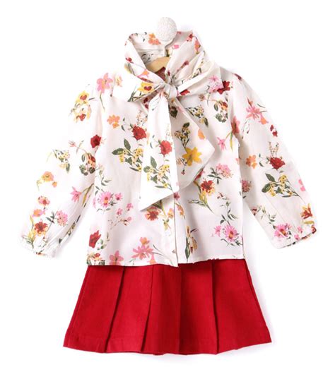 Girls Pleated Skirt And Floral Top Set – Piccolokids-in