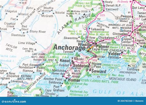 Map of Anchorage, Alaska, USA. Stock Photo - Image of california ...