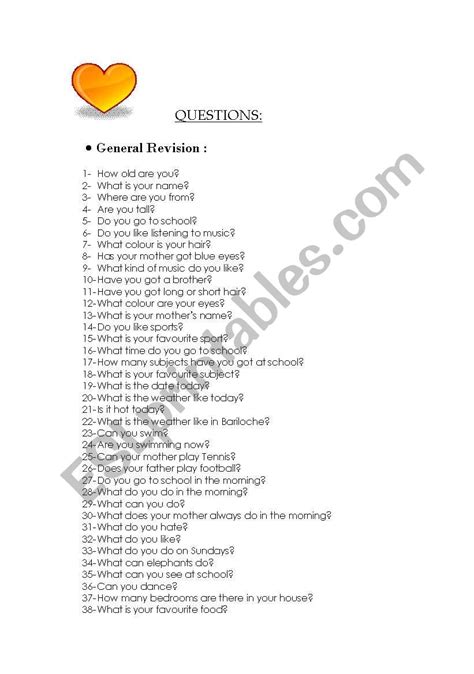 General Question Worksheet 的图像结果