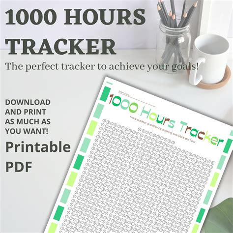 1000 HOURS TRACKER Outdoor Activity Log 1000 Hours Printable Track ...