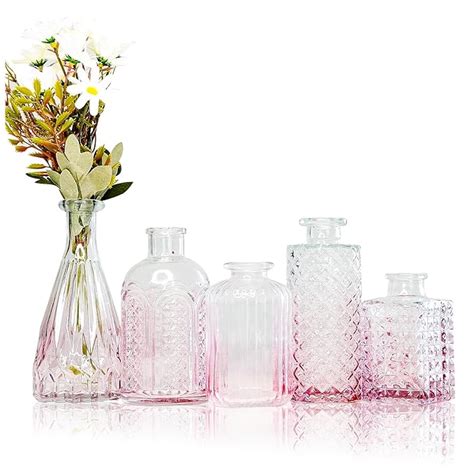 Buy Ekhasa 100% Crystal Clear Glass Bud Vases Flower Pots for Home ...