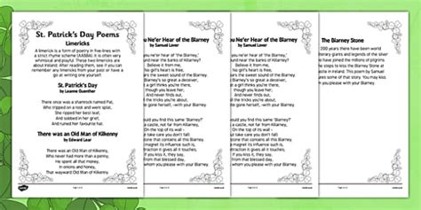 Care Home St Patrick's Day Poems