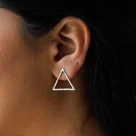 House of Aadyaa - Handmade Triangle Hammered Earrings in 92.5 Silver