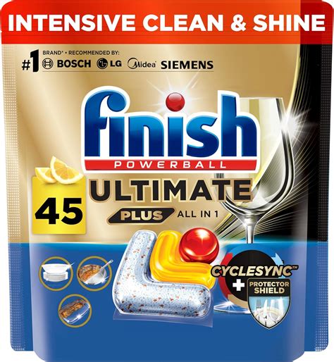 Finish Powerball Ultimate Plus Dishwasher Detergent, Lemon Scent, 45 ...