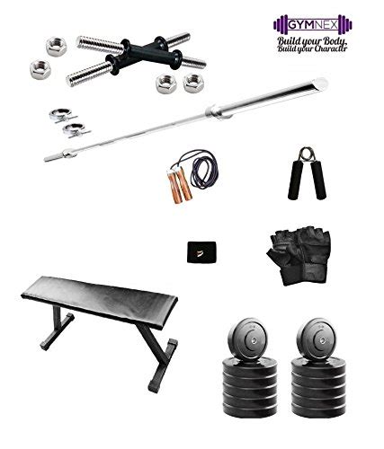 Buy Gymnex 94kg Home Gym Set with 14'' Dumbbell Rod, 5 Feet Straight ...
