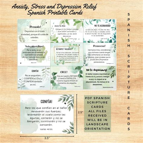 Spanish Scripture Cards Printable for Anxiety & Stress Relief - NIV ...