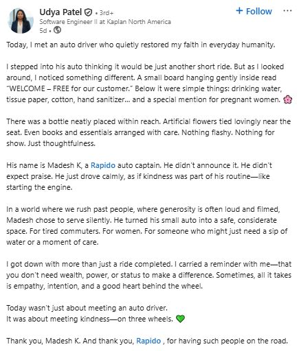 Bengaluru auto driver offers free water, tissues and 5 km rides for ...