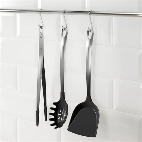 DIREKT 3-piece kitchen utensil set, black/stainless steel - IKEA