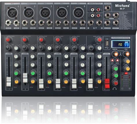 Amazon.com: Micfuns M7 5V supply Unpowered Recording Mixers with 99DSP ...