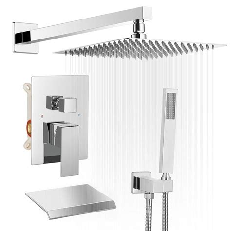 BWE 3-Spray Patterns With 2.5 GPM 10 in. Showerhead Wall Mounted Dual ...