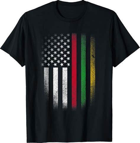 Vintage African American Heritage Flag Black Pride Afro T-Shirt ...