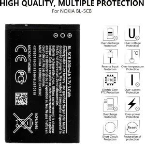 Nokia Mobile Battery For Nokia BL-5CB 800mAh 3.7V 3.0Wh Price in India ...