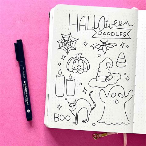 Halloween Doodles Step by Step + Worksheet - Smiling Colors