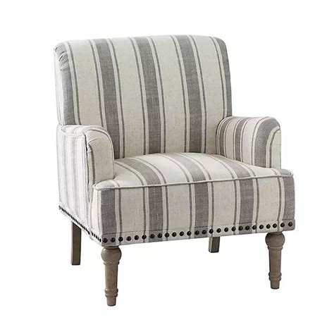 Striped Grey White Accent Chair – Coozly