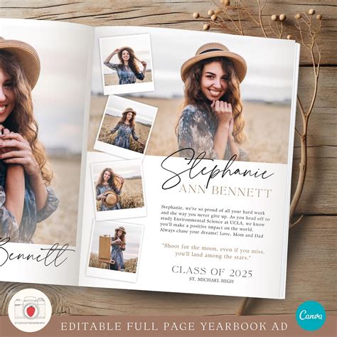 Editable Senior Yearbook Ad Template Canva | Graduation Tribute Photo ...