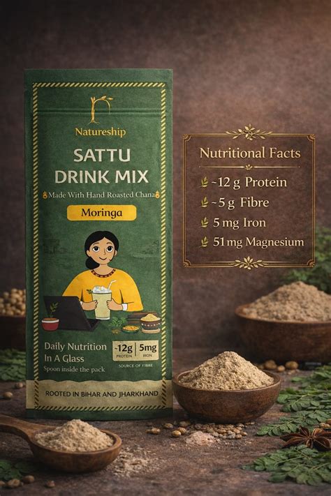 Everyday Health Drink - Hand Roasted Chana Sattu & Moringa | 54gm | Pa ...
