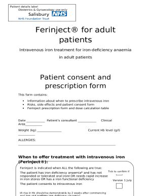Ferinject for adult inpatients With heart failure Doc Template | pdfFiller