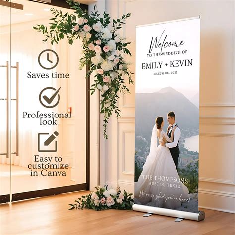 Wedding Retractable Banner, Welcome Romantic Style, Roll up Banner ...