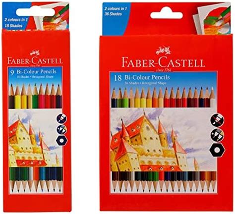 Faber-Castell Bi-Colour Pencil, Pack of 18 (Assorted) Bi-Color Pencil ...