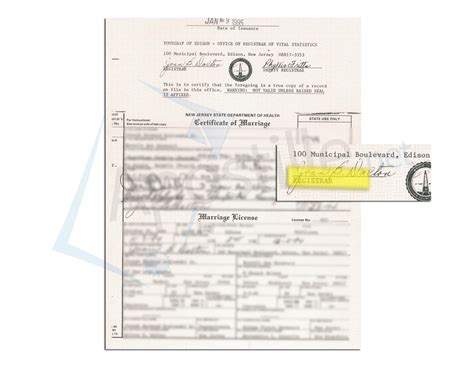 Current Picture Of Marriage Certificate Nj