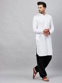 VM BY VASTRAMAY Men's White Cotton Blend Pathani Suit Set – vastramay