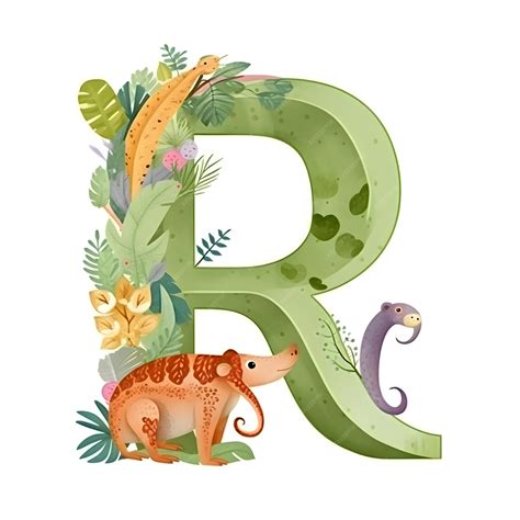 Premium AI Image | Alphabet letter R with animals and plants Vector ...