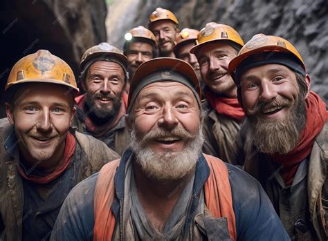 Premium Photo | A group of miners looking at the camera