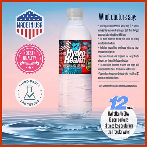 HYDRO HEALTH DDW 12 PPM Deuterium-Depleted Water | Deuterium Depleted ...