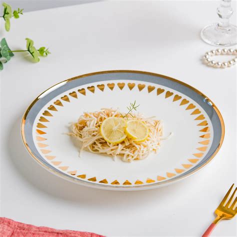 Ring Of Hearts Grey Gold Dinner Plate 11 inch Online - Premium Dinner ...