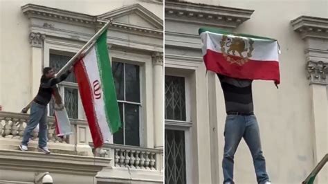 Anti-Khamenei stir in London: Protester puts pre-Islamic revolution ...