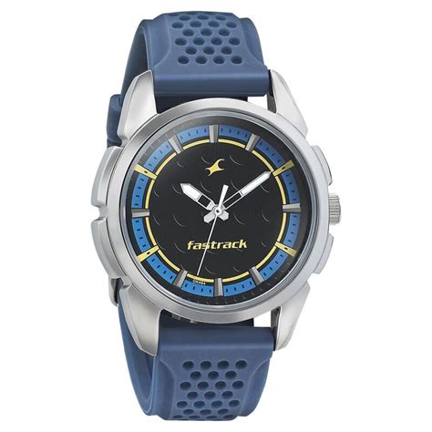 Buy Online Fastrack Sunburn Quartz Analog Black Dial PU Strap Watch for ...